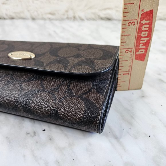 Coach Brown Signature Coated Canvas Long Wallet - Picture 10 of 10